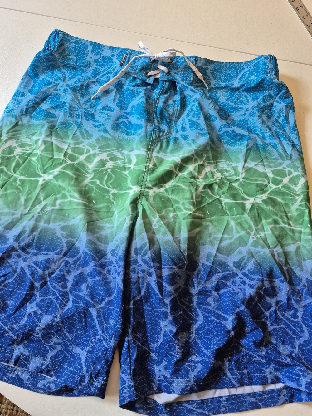 Men's Blue & Green Gradient Swim Board Shorts 4899